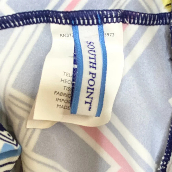 NWT South Point Swim Tank Top 16 Navy Blue Yellow Coral Geometric Tankini Plus - Picture 7 of 11